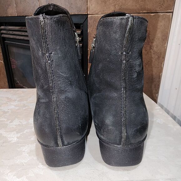 DANSKO LIZA 6.5/7 Black Suede Side Zip Up Prairie Boho Grunge Heel Ankle Boots - Picture 7 of 10